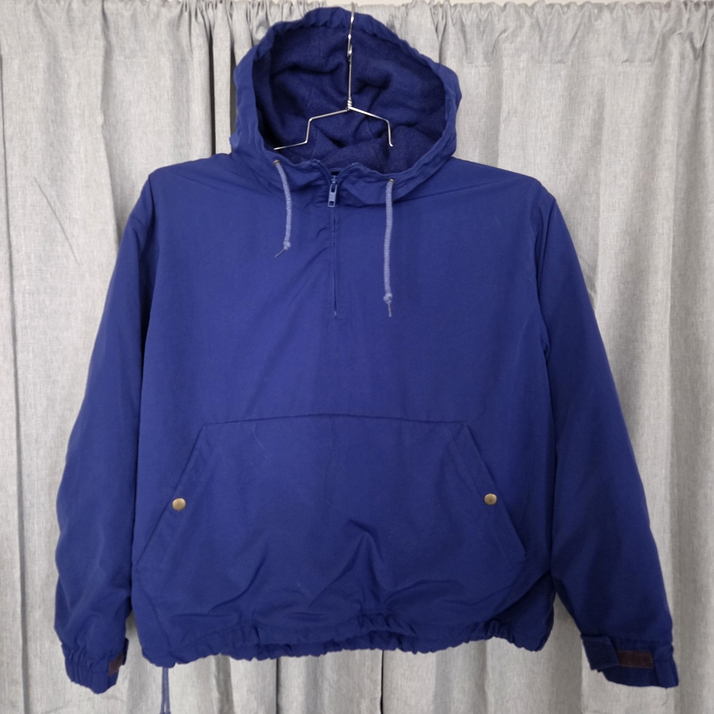 Vintage Ralph Lauren Cobalt Blue Fleece Lined Jacket 1/4 Zip Pullover Mens